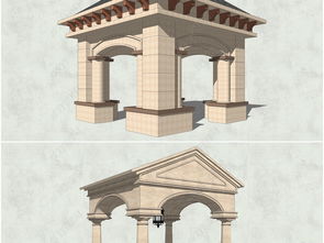 精品歐式古典風格景觀亭su模型設(shè)計模型下載